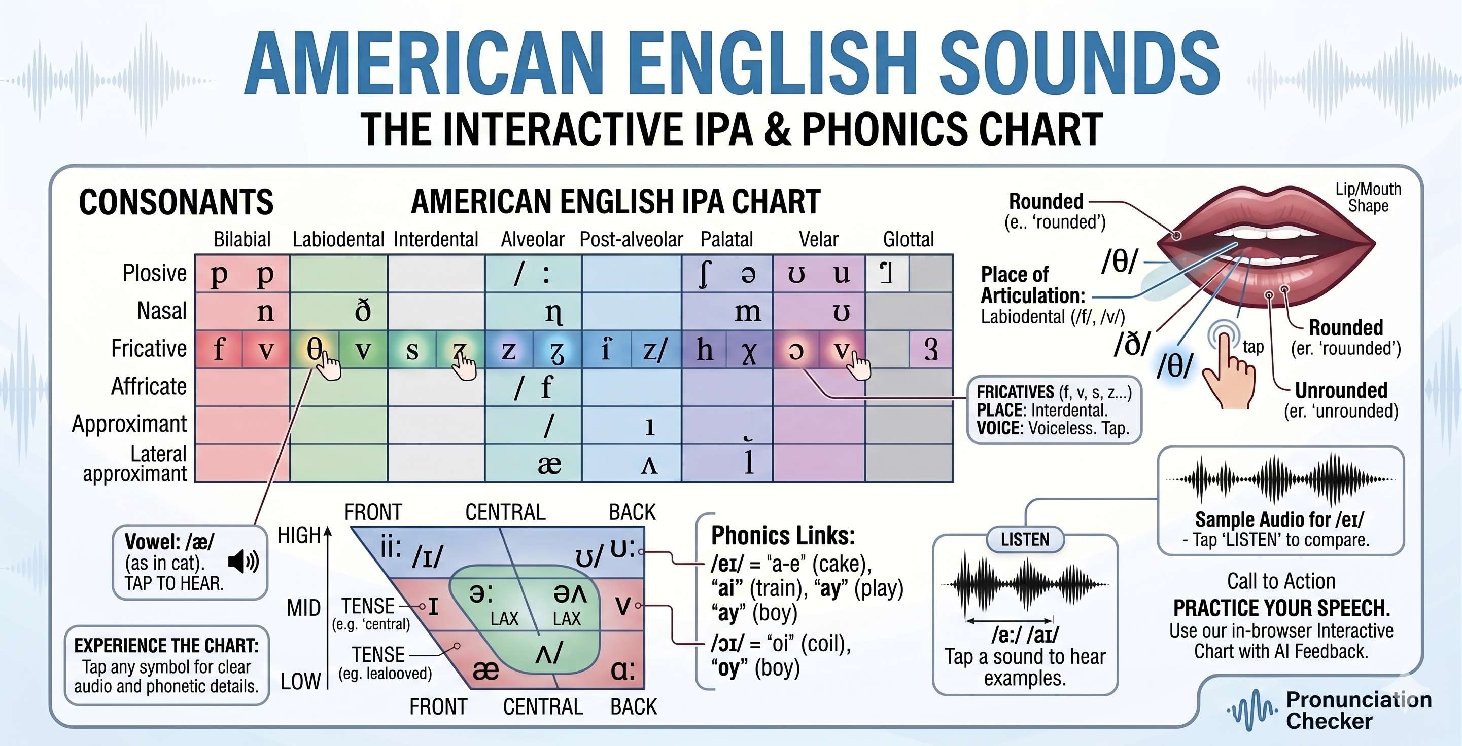 American english sounds interactive ipa phonics chart - Cover Image
