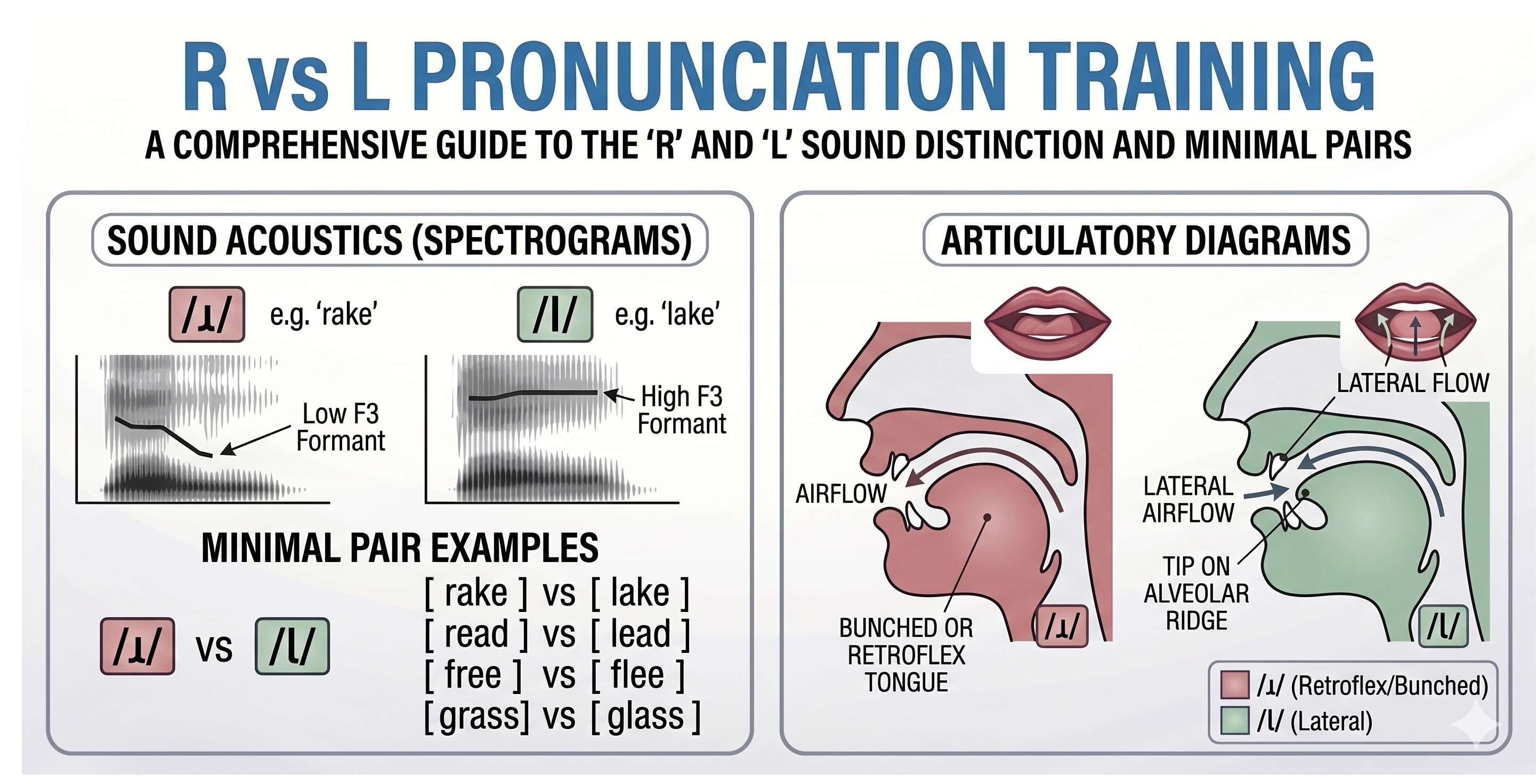 Minimal pairs r vs l pronunciation training - Cover Image