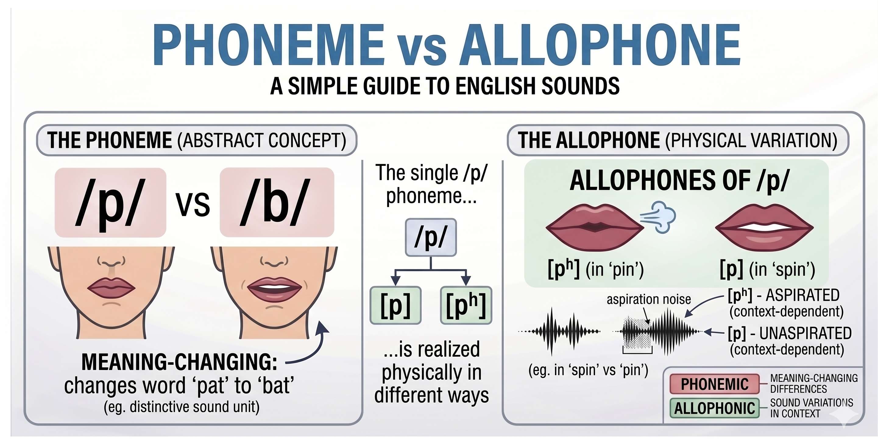 Phoneme vs allophone in simple english - Cover Image