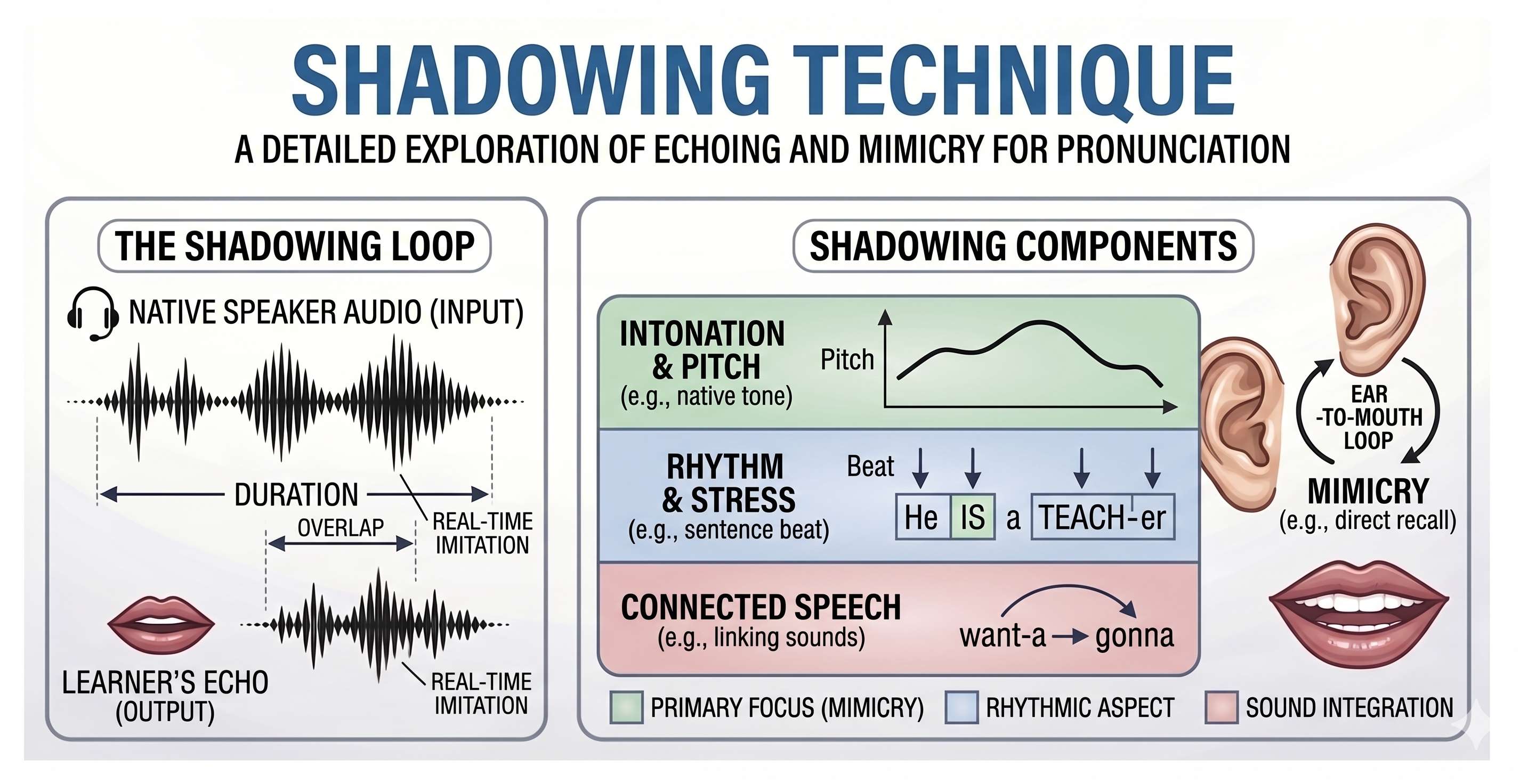Shadowing technique for english pronunciation - Cover Image