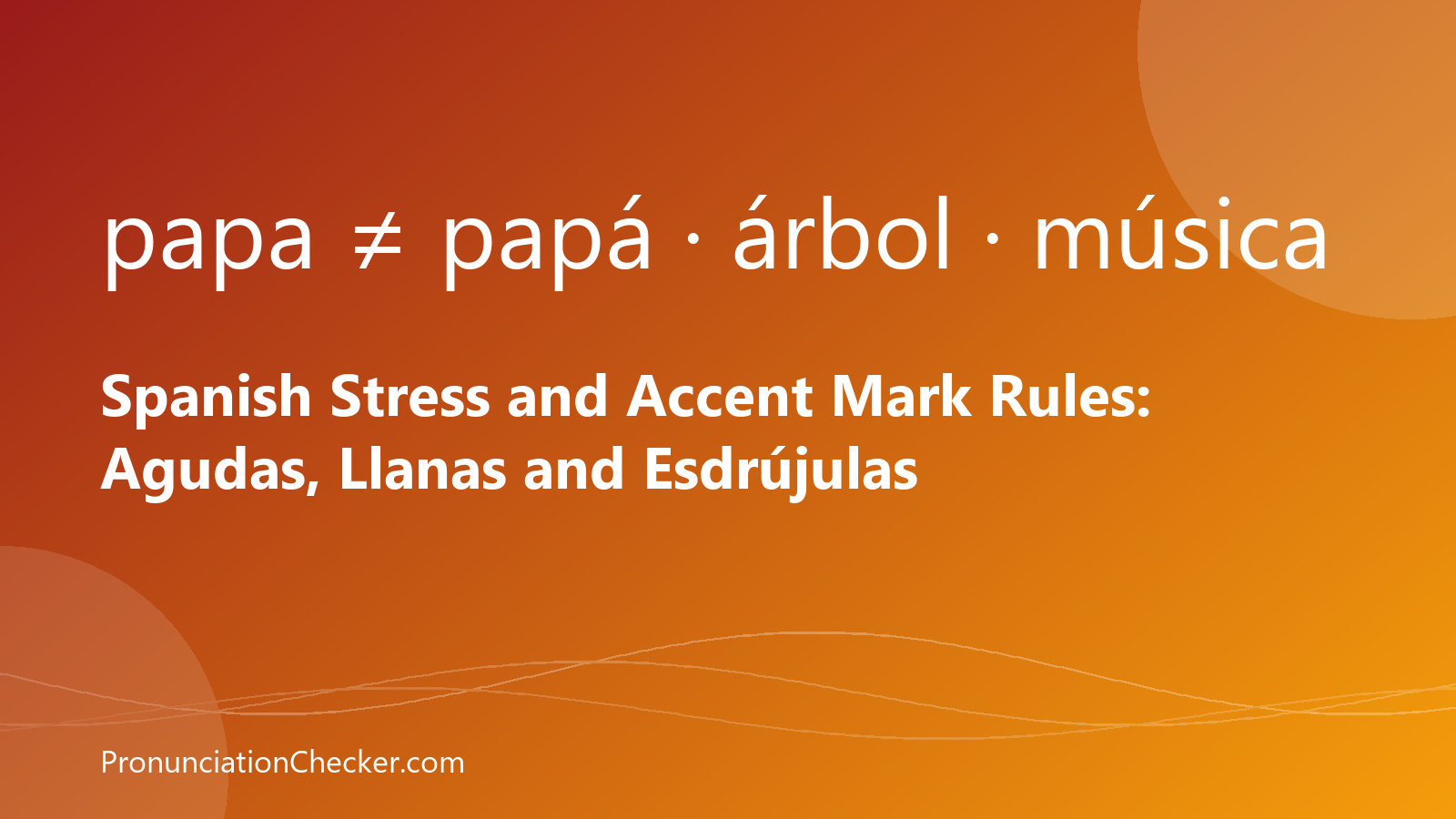 Spanish Stress and Accent Mark Rules: Agudas, Llanas and Esdrújulas — illustrated guide from PronunciationChecker